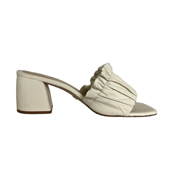 Born on Fifth + Antonio Milani Amy Ivory Heeled Ruffle Leather Slide Sandal 11 - Picture 5 of 12
